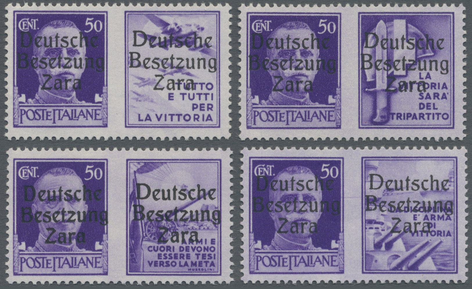 ** Dt. Besetzung II WK - Zara: 1943, 50 C. Mit Propaganda-Nebenfeld I-IV, Kompletter Einwandfrei Postfr - Occupazione 1938 – 45