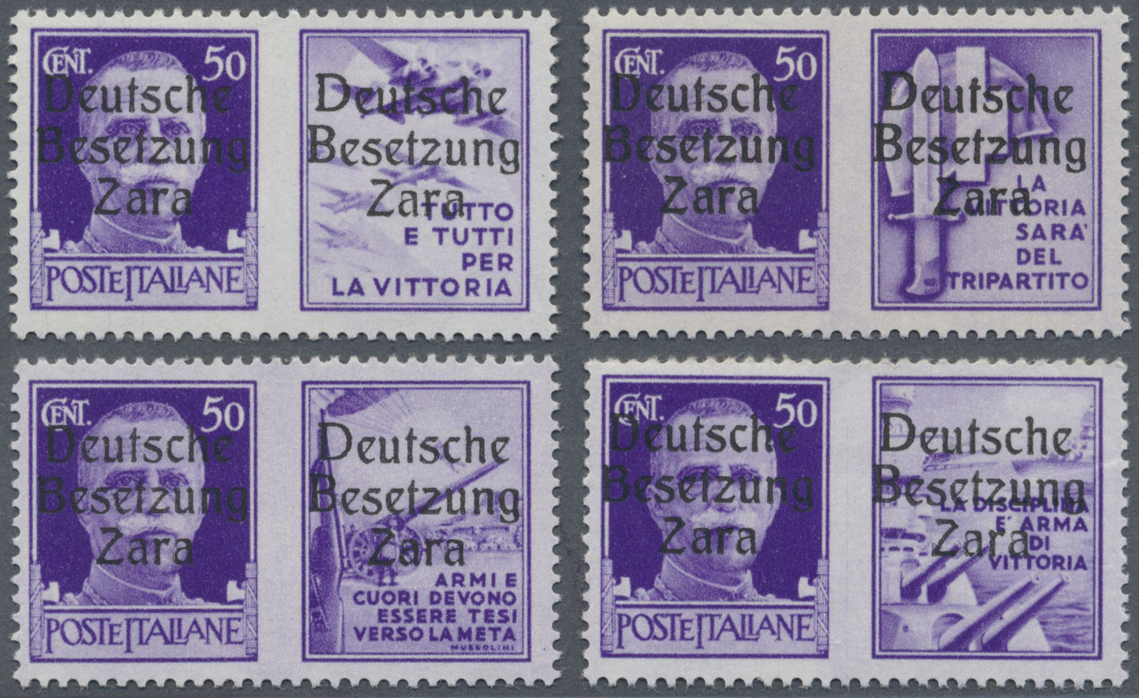 ** Dt. Besetzung II WK - Zara: 1943, 50 C. Mit Propaganda-Nebenfeld I-IV, Kompletter Einwandfrei Postfr - Bezetting 1938-45