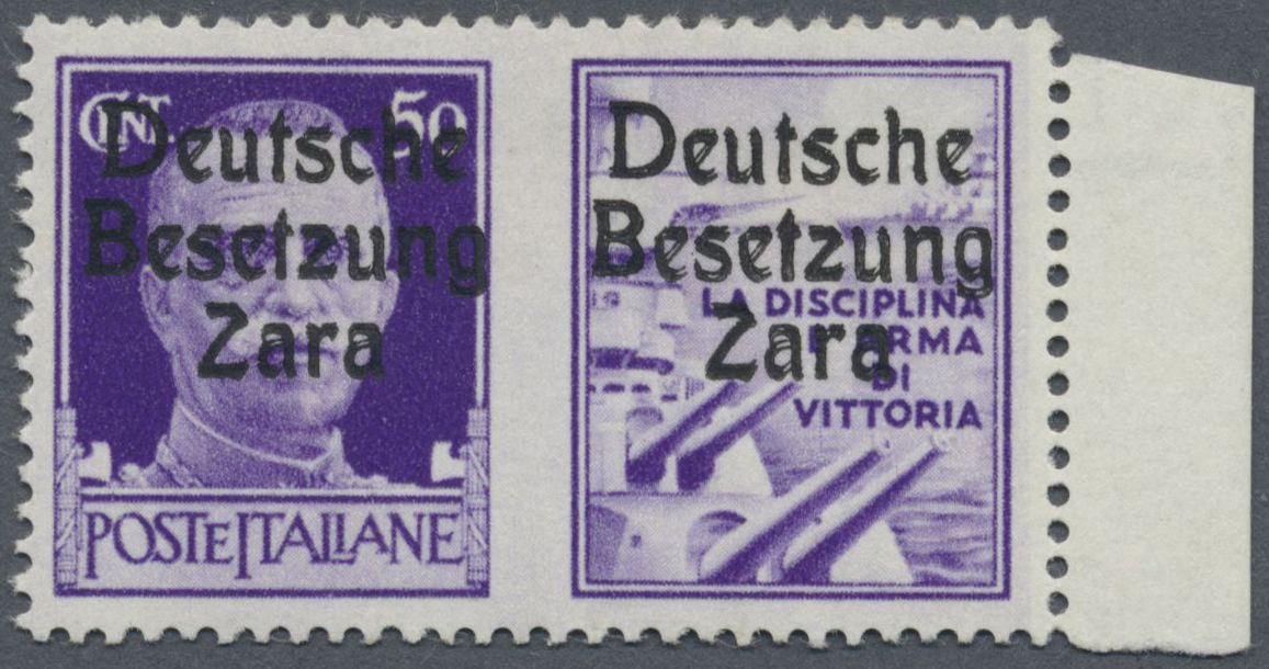 * Dt. Besetzung II WK - Zara: 1943, 50 C. Mit Propaganda-Nebenfeld Marine In Type II Mit Klarem Doppel - Occupation 1938-45