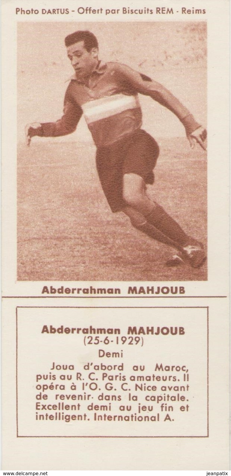 FOOTBALL - Image Biscuits REM - Abderrahman MAHJOUB - Racing Paris - Autres & Non Classés