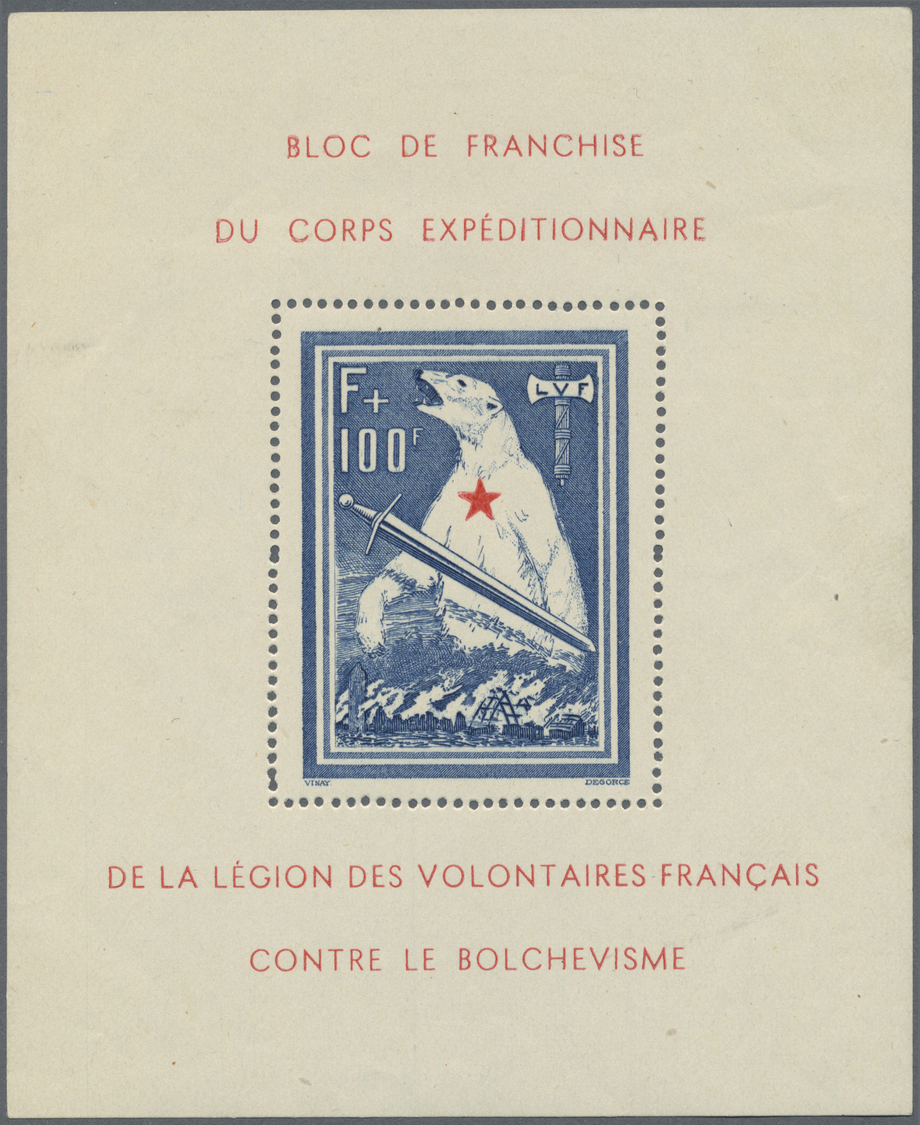 * Dt. Besetzung II WK - Private Ausgaben: 1941. Frankreich Freiwilligen Legion: EISBÄR-Block. Oben Bes - Occupation 1938-45