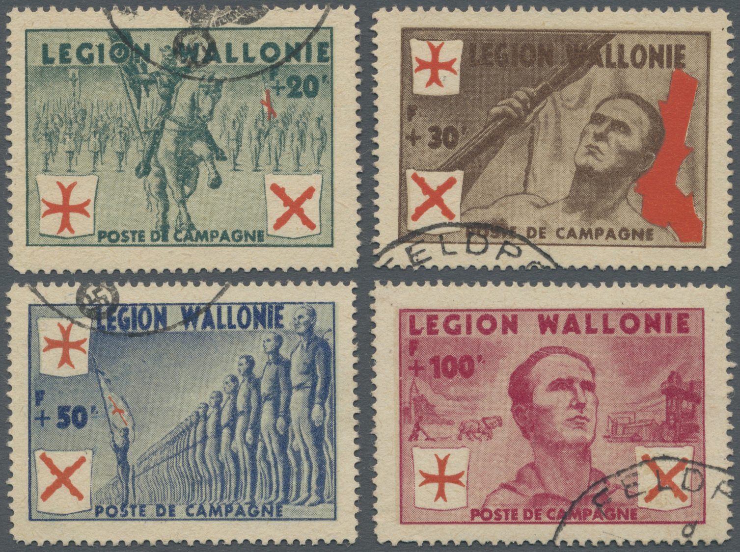 O Dt. Besetzung II WK - Private Ausgaben: 1942/1943, Wallonische Legion Vier Werte Komplett Mit Gefäll - Occupation 1938-45