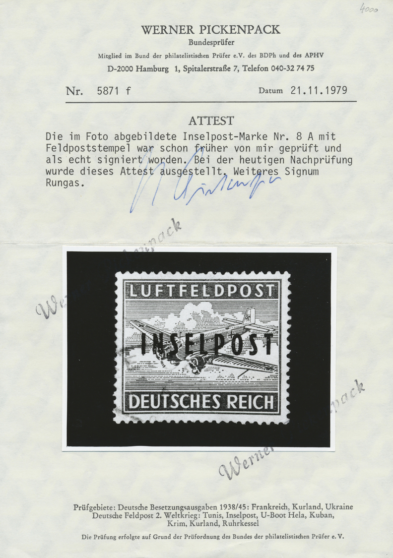 O Feldpostmarken: 1944, Insel Rhodos, Die Gezähnte Luftfeldpostzulassungsmarke Mit Schwarzem Lokalaufd - Autres & Non Classés