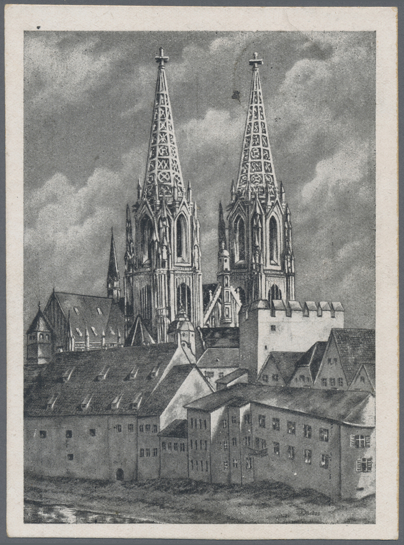 Br Lagerpost: Regensburg: 1948, Camp Post 5 Pf. (Ukraine) Auf Ansichtskarte Regensburg In Guter Bedarfs - Andere & Zonder Classificatie