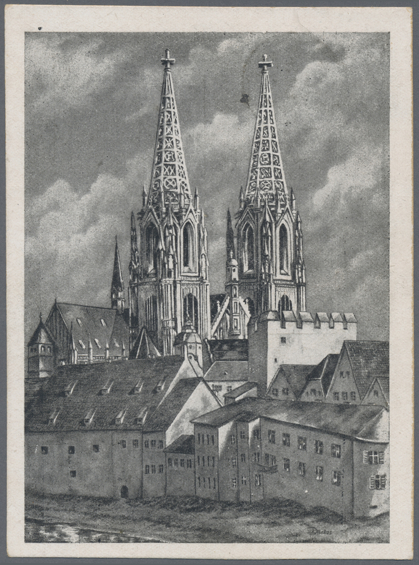 Br Lagerpost: Regensburg: 1948, Camp Post 5 Pf. (Ukraine) Auf Ansichtskarte Regensburg In Guter Bedarfs - Autres & Non Classés