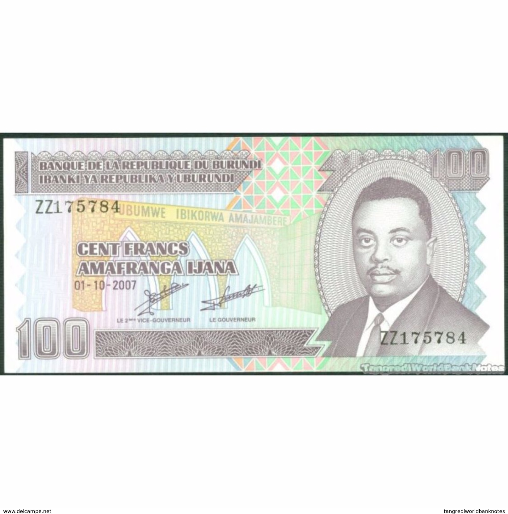 TWN - BURUNDI 37f - 100 Francs 1.10.2007 Replacement = ZZ UNC - Burundi