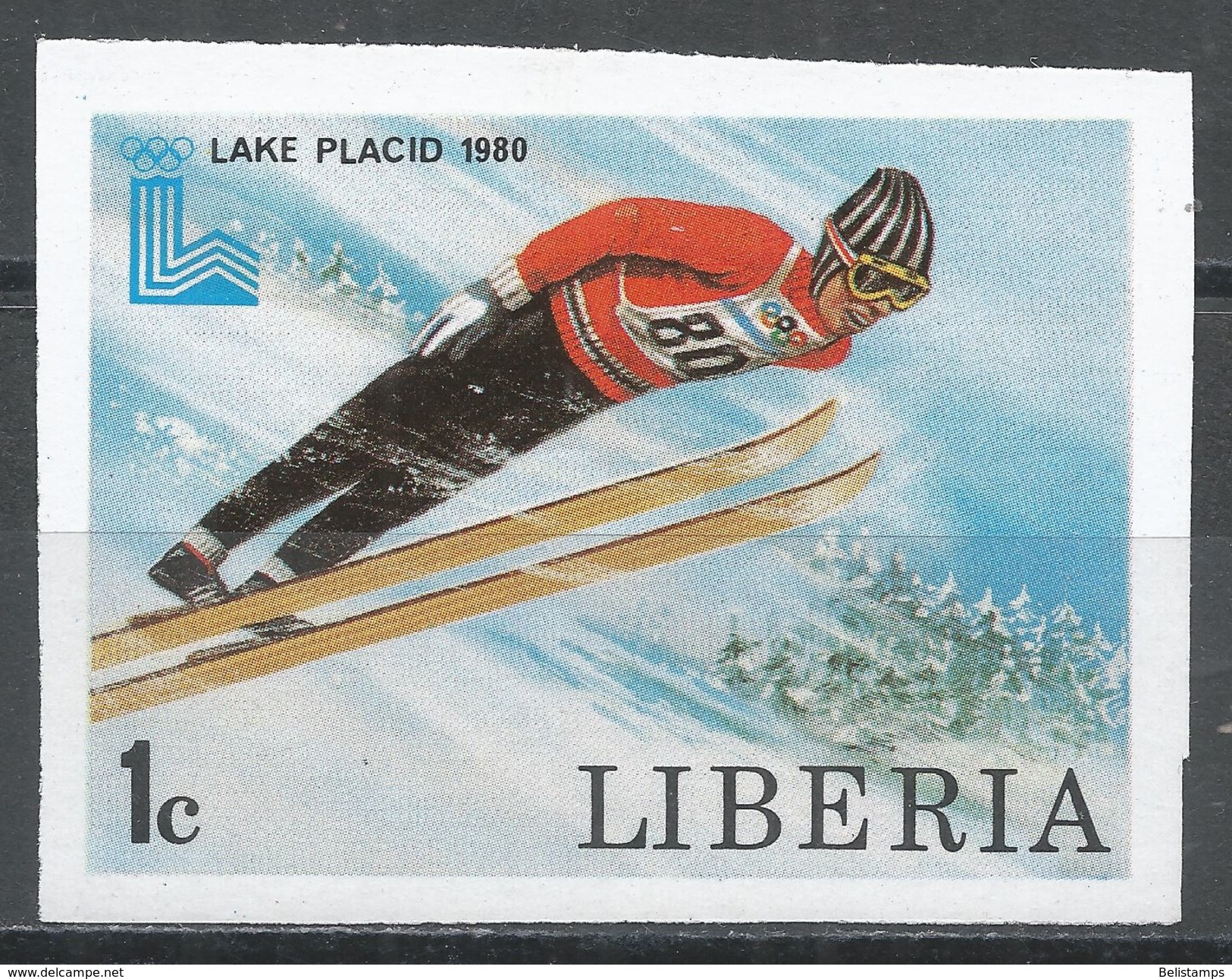 Liberia 1980. Scott #867 (MNH) Winter Olympic Games, Lake Placid, Ski Jump - Liberia