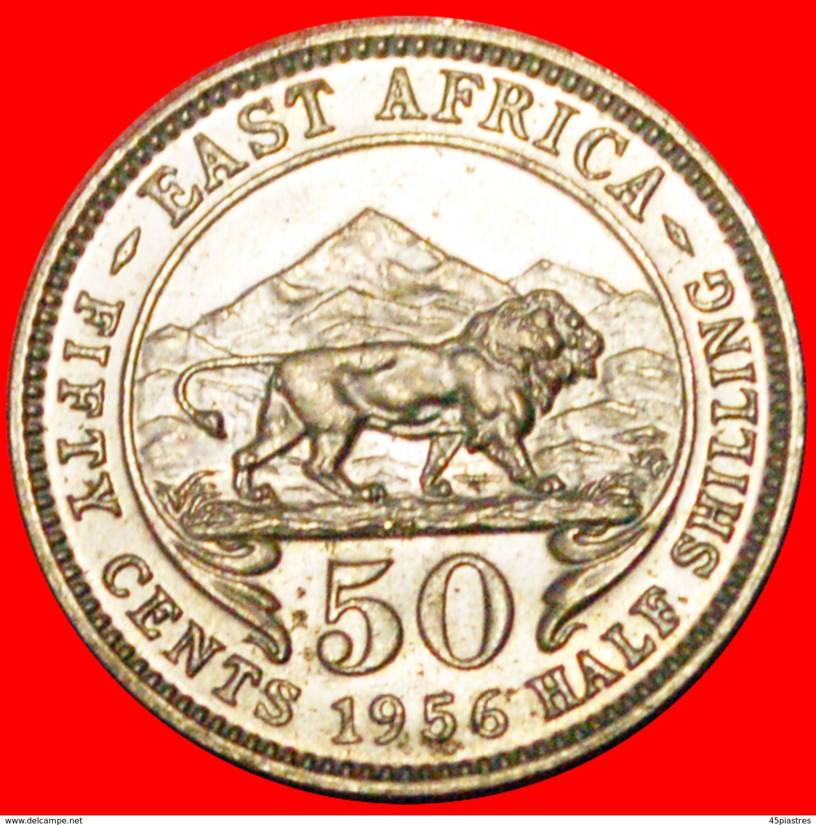 • GREAT BRITAIN: EAST AFRICA ★ 50 CENTS 1956KHN UNCOMMON! LOW START &#x2605; NO RESERVE! - British Colony