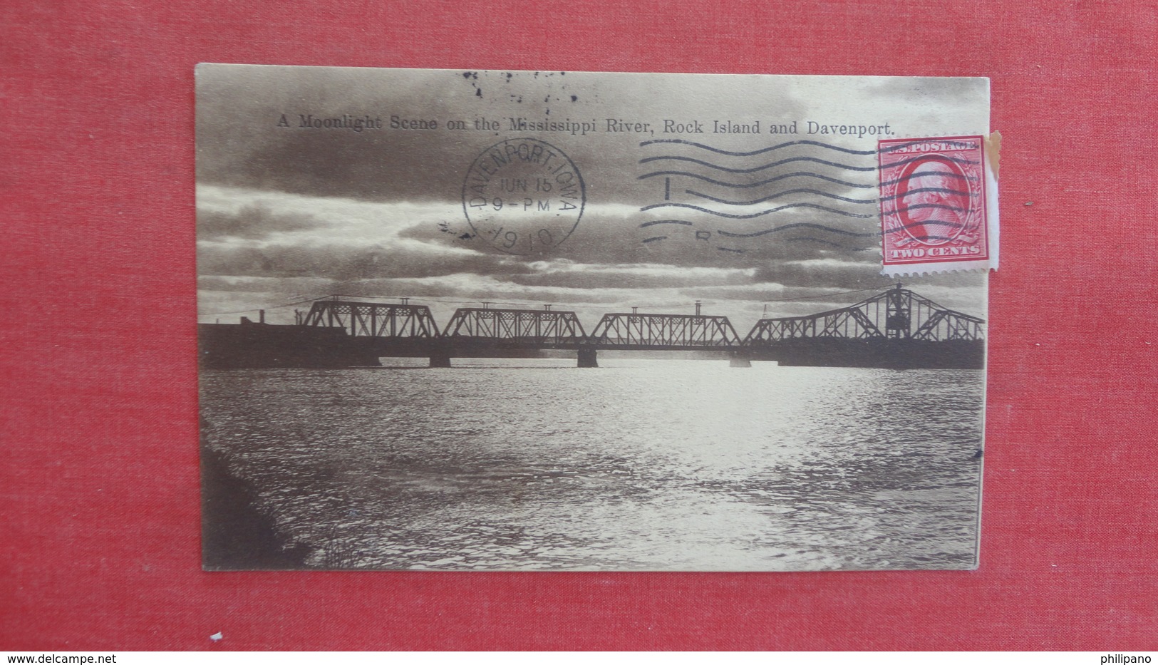 - Iowa > Davenport Rock Island Bridge Moonlight Scene --ref 2688 - Davenport