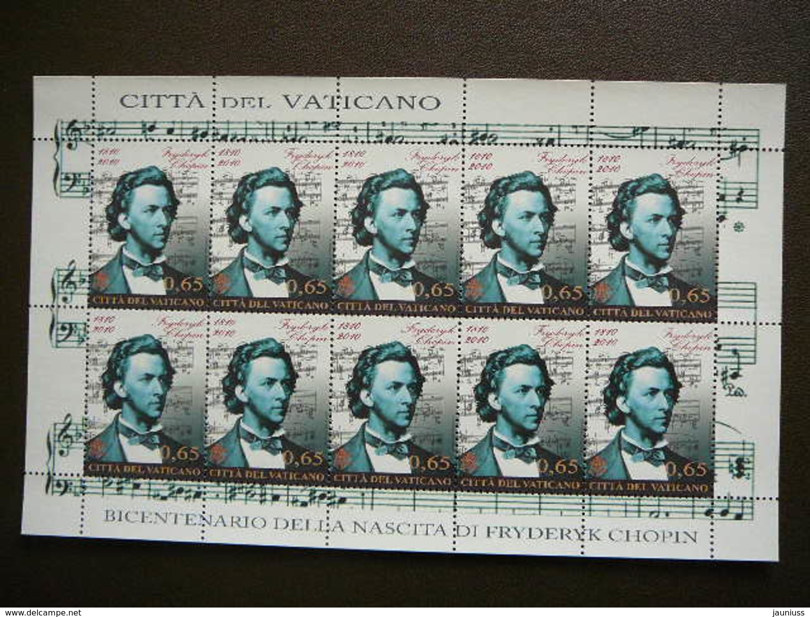 Music. Fryderyk Chopin, Robert Schumann # Vatican Vatikan Vaticano MNH 2010 # Mi. 1677/8 2x Klb - Ungebraucht