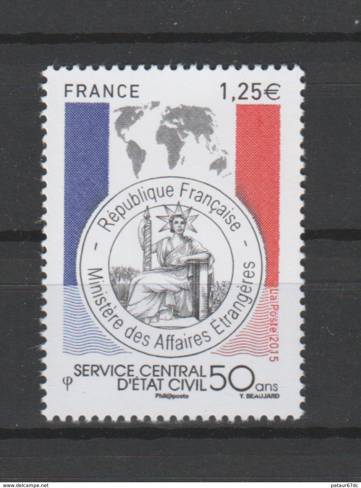 FRANCE / 2015 / Y&T N° 4959 ** : Service Central D'état Civil X 1 - Unused Stamps