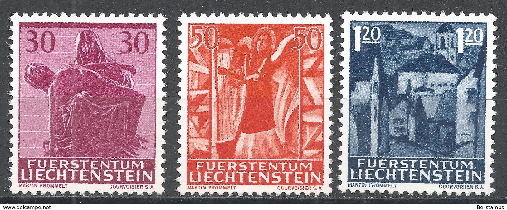 Liechtenstein 1962, Scott #372-4 (MNH) Pietà, Angel, Harp, Mauren - Neufs