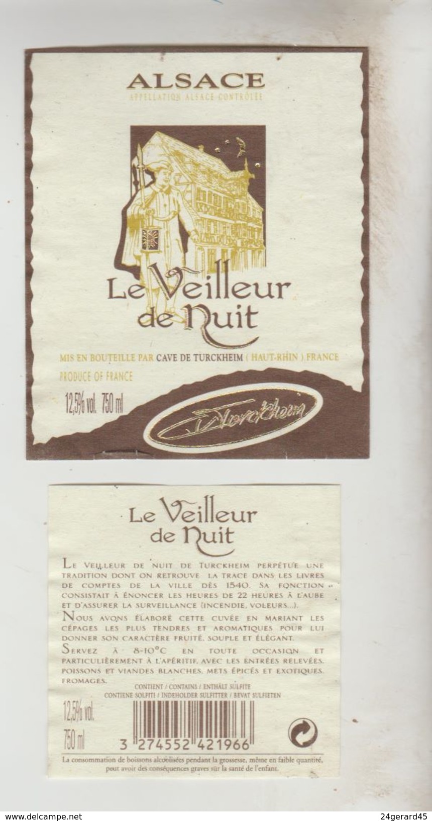 OENOPHILIE 3 ETIQUETTES VIN D'ALSACE TOKAY PINOT GRIS - Les Maîtres Goustiers Eguisheim, Côte St Nicolas, Le Veilleur De - White Wines