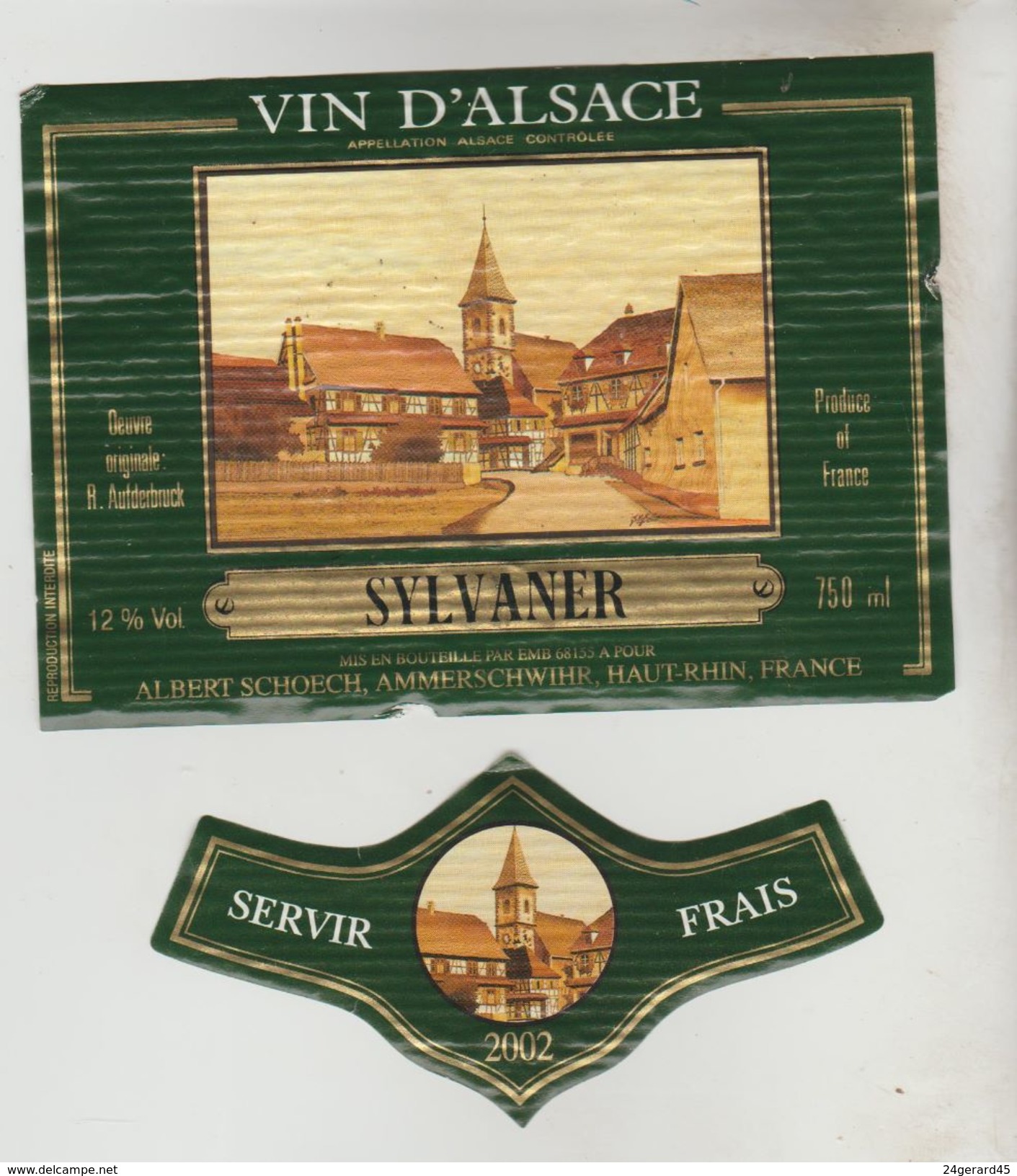 OENOPHILIE 3 ETIQUETTES VIN D'ALSACE SYLVANER - Albert SCHOECHT Ammerschwihr, Julien RIEHL Wangen, HORSTADEN Annerschwih - Blancs