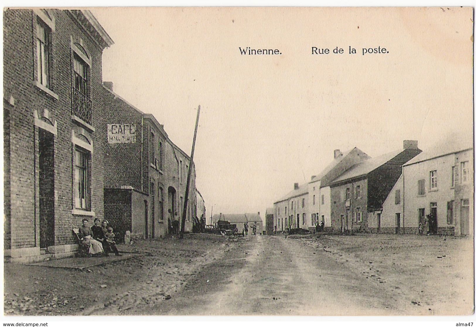 Winenne - Route De La Poste Animée - Circulé 1925 - Edit. Petitjean Brogniet - Beauraing