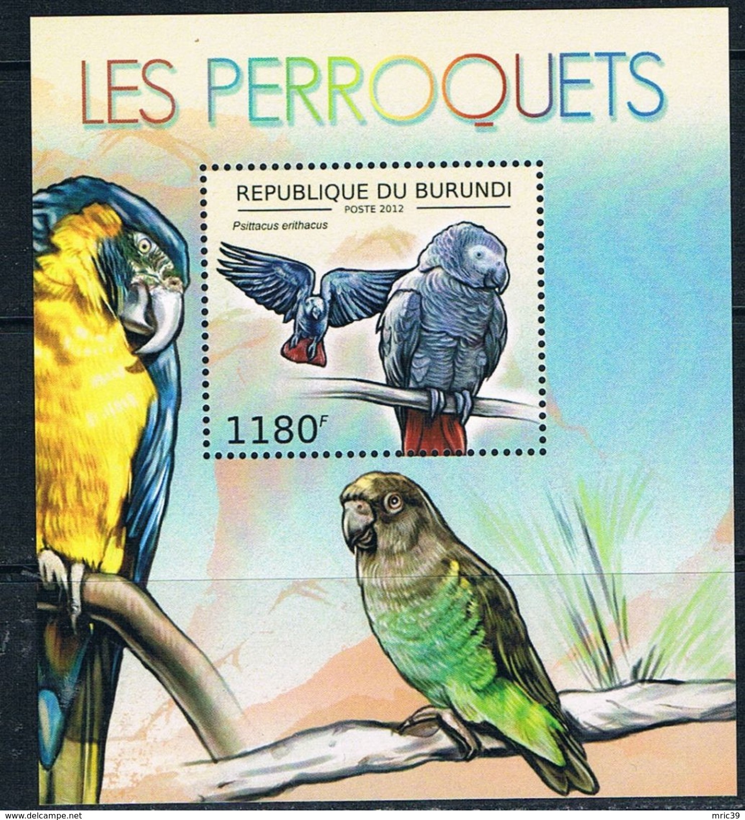 Bloc Sheet Oiseaux Birds Perroquets Parrots  Neuf MNH ** Burundi 2012 - Papageien