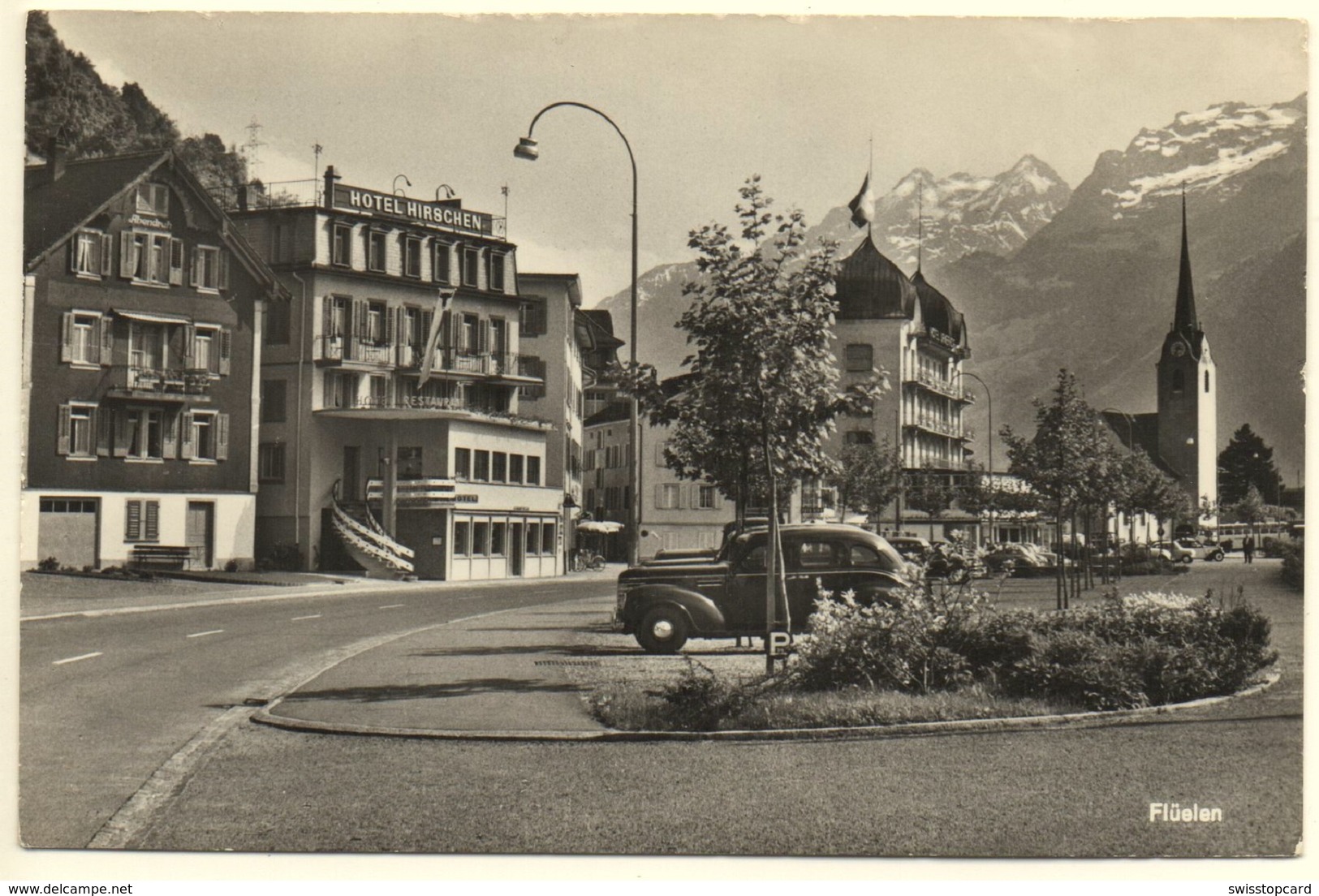 FLÜELEN Hotel Hirschen Abendruh Oldtimer Auto - Flüelen