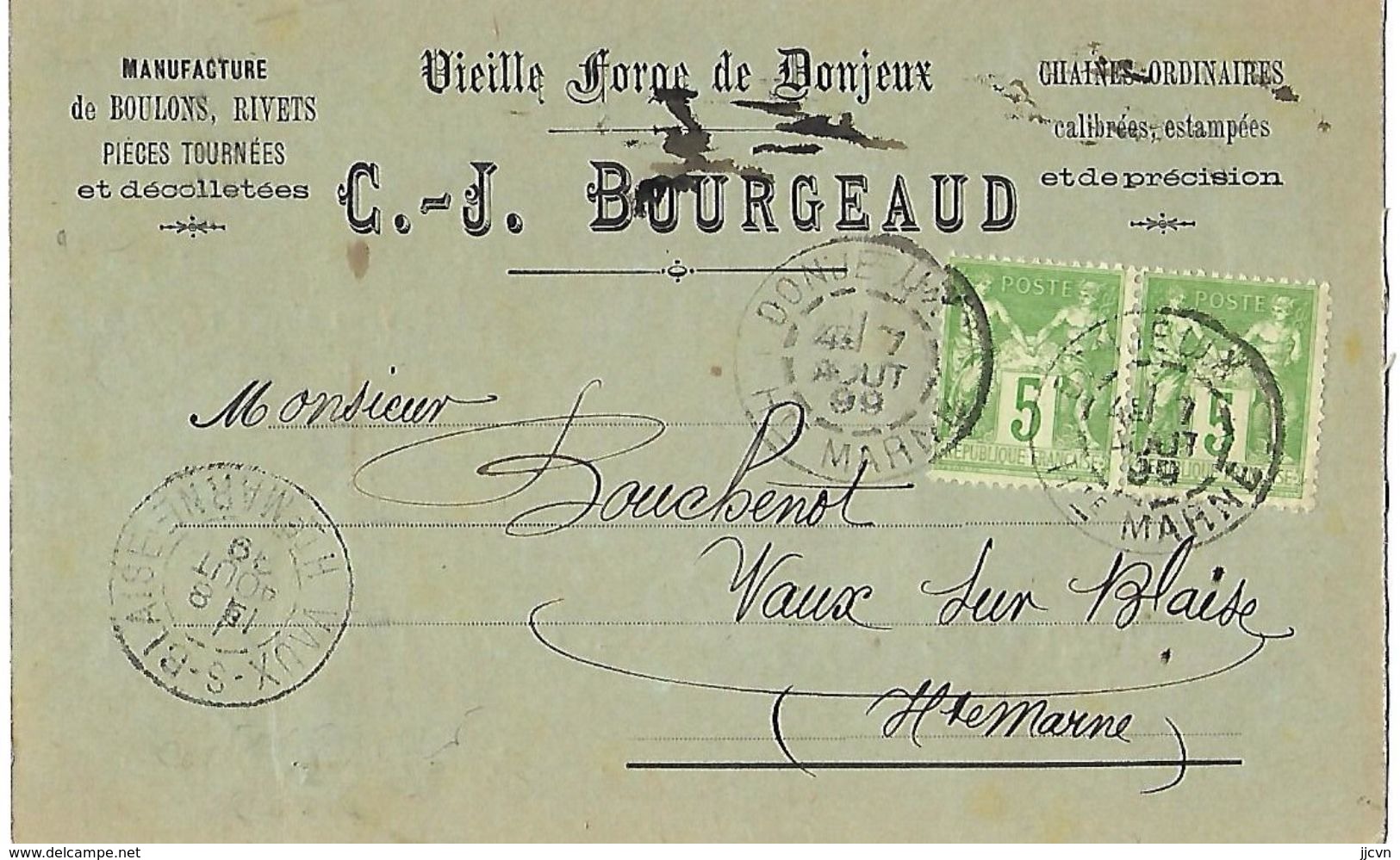 52 - Donjeux - Carte De Correspondance - Vieille Forge De Donjeux - C.J. Bourgeaud - Sonstige & Ohne Zuordnung
