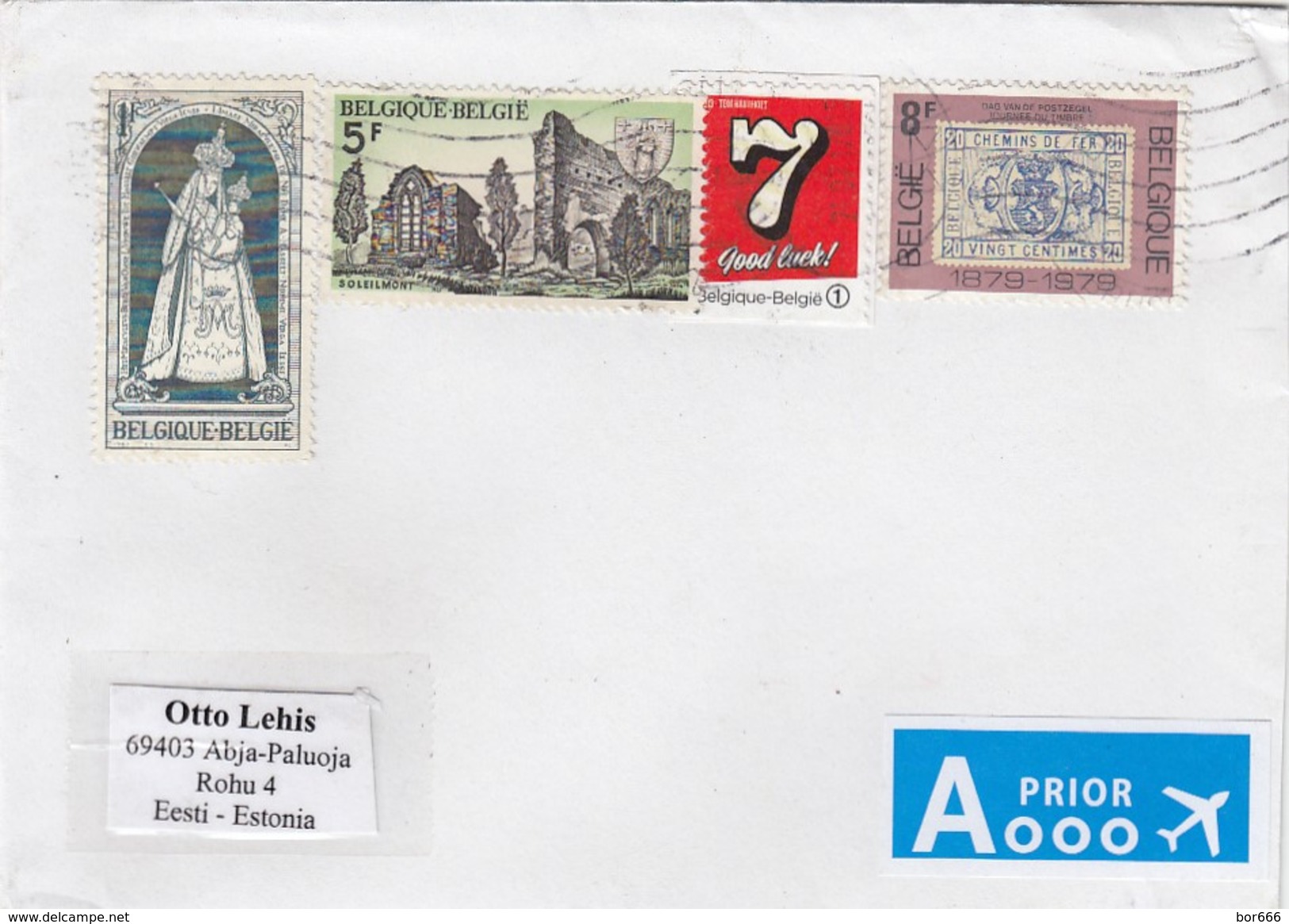 GOOD BELGIUM Postal Cover To ESTONIA 2017 - Good Stamped: Stamp On Stamp ; Soleilmont - Covers & Documents