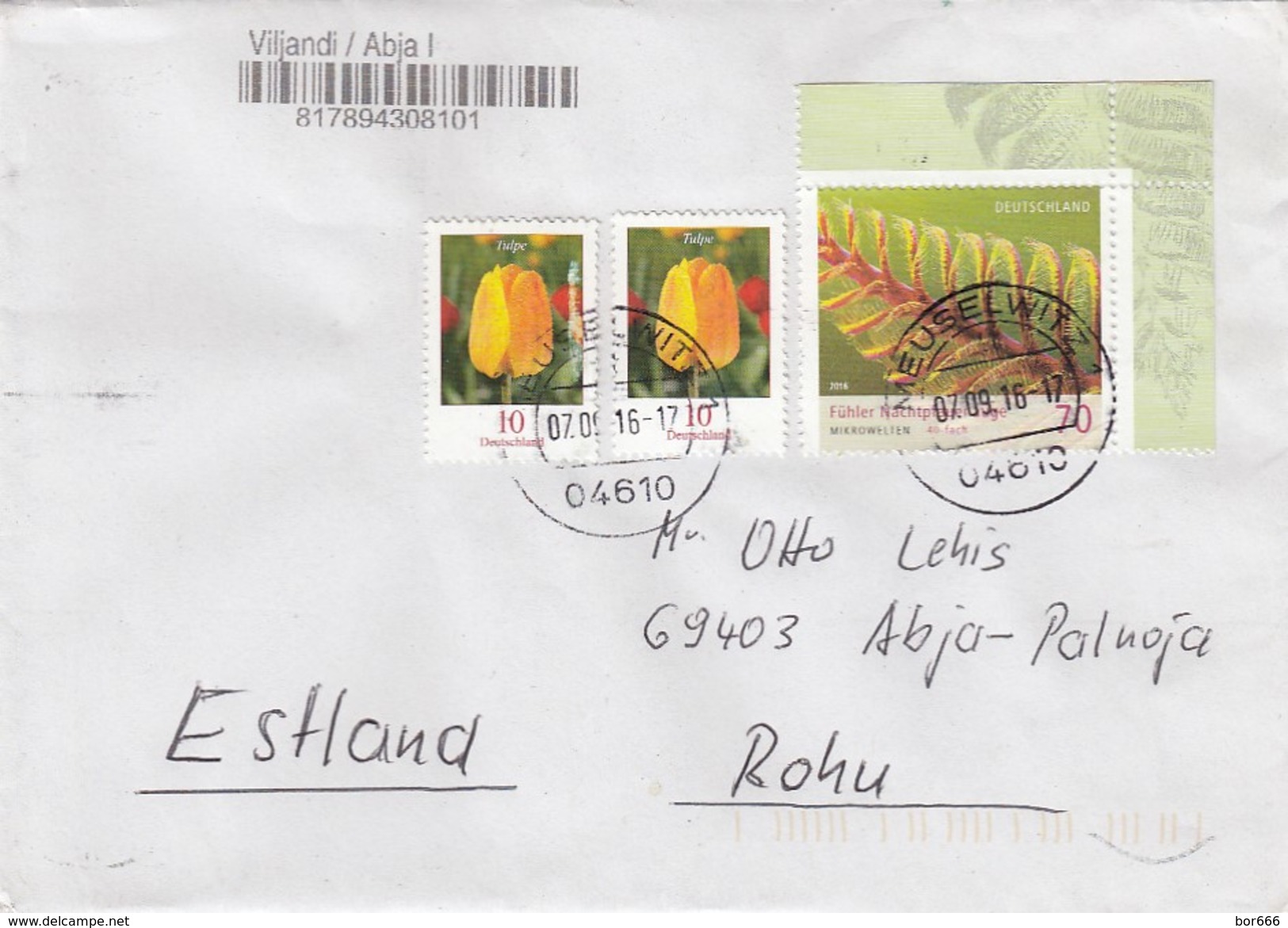 GOOD GERMANY Postal Cover To ESTONIA 2016 - Good Stamped: Flowers - Covers & Documents