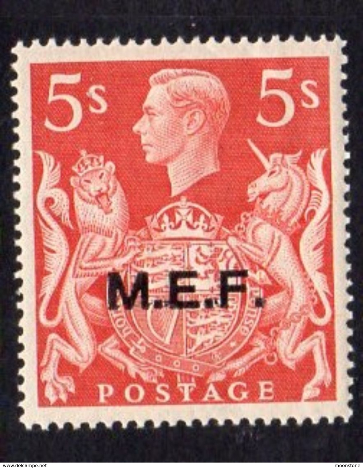 BOIC, Middle East Forces 1943-7 5/- 13½mm Overprint On GB, Hinged Mint, SG M20 (A) - Occ. Britanique MEF