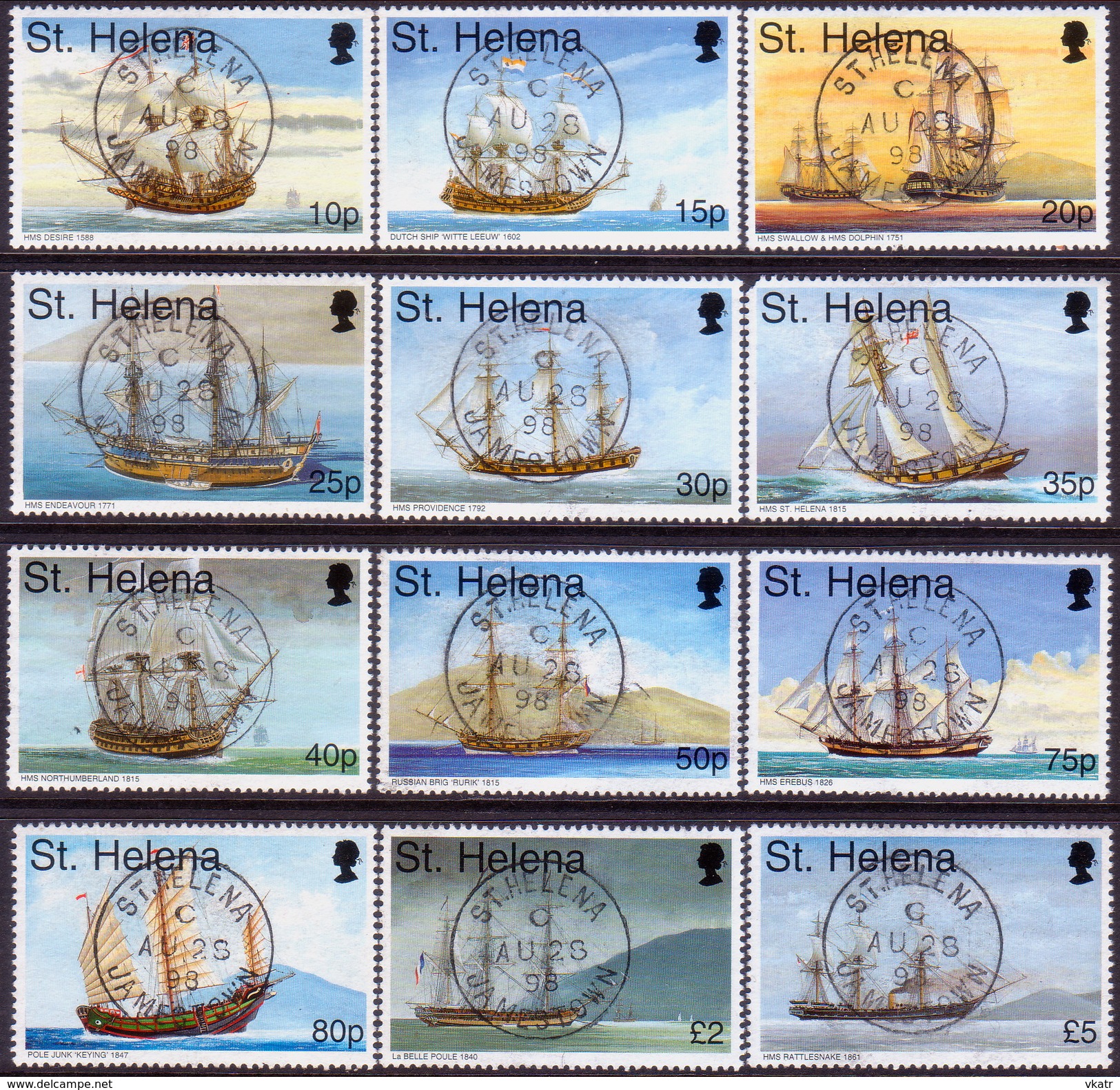 ST HELENA 1998 SG #766-77 Used Compl.set Maritime Heritage (35p Has Faulted Corner) - Saint Helena Island