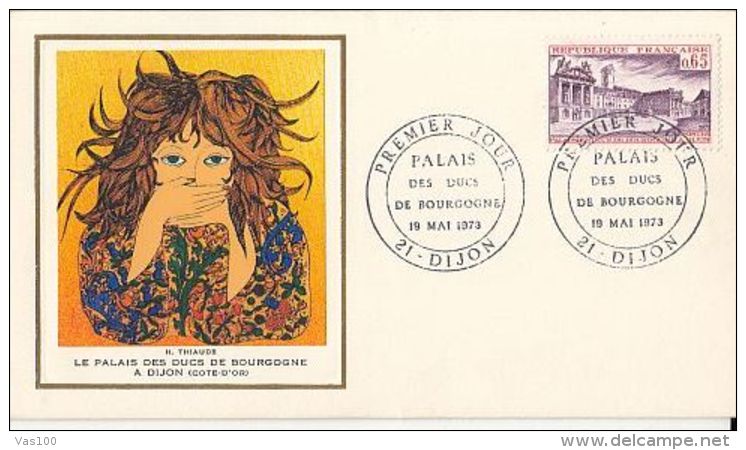 ARCHITECTURE, CASTLES, DIJON- DUKE'S PALACE, PAINTINGS, COVER FDC, 1973, FRANCE - Castles