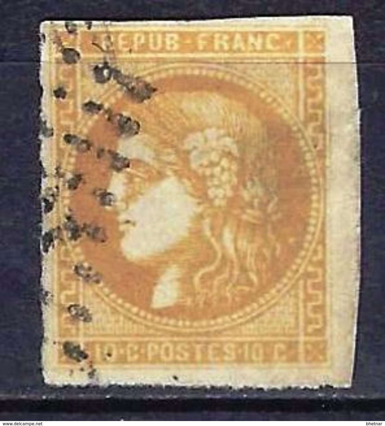 FR YT 43A " Cérès 10c. Bistre " Oblitéré - 1870 Emission De Bordeaux