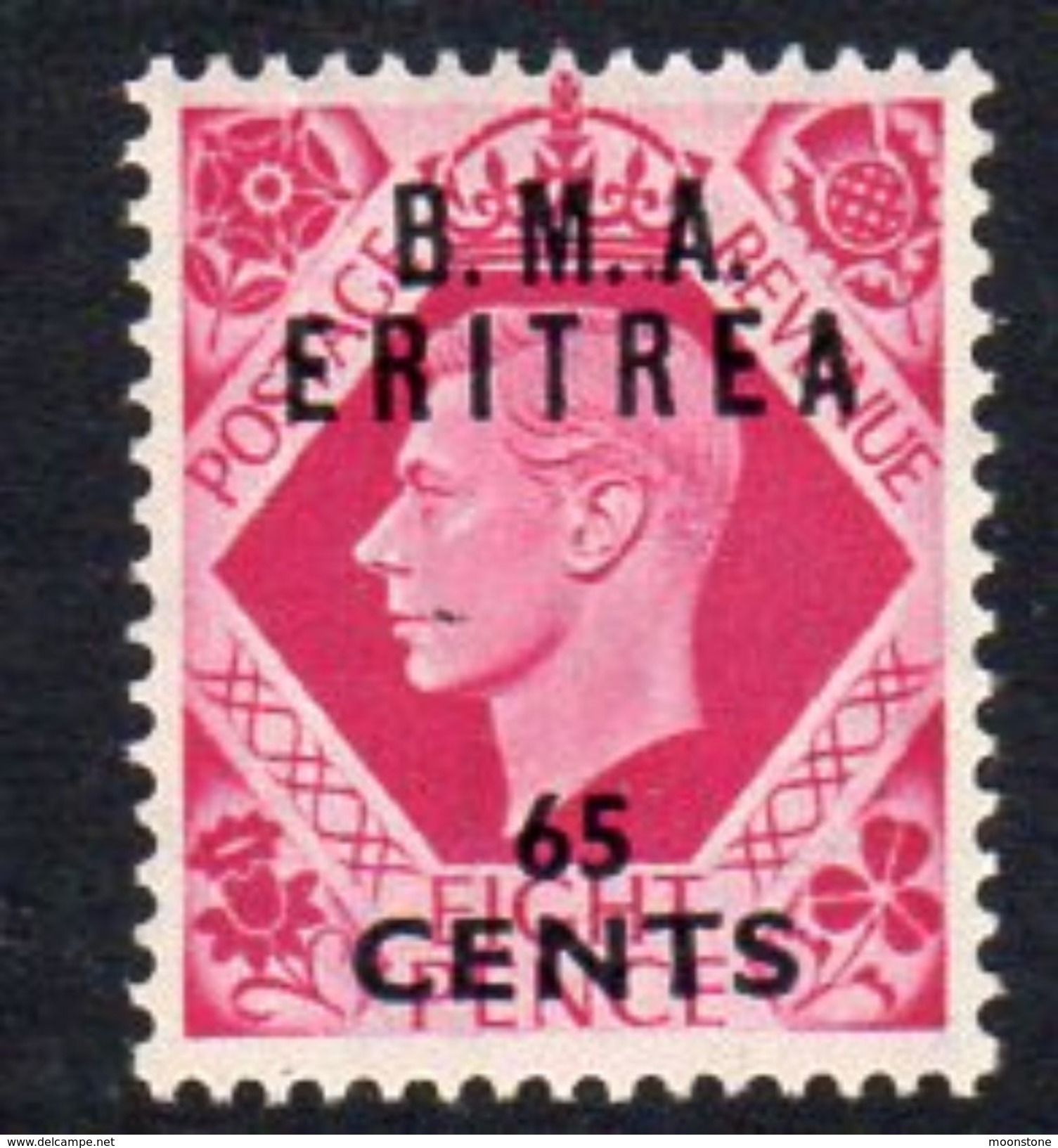 BOIC, BMA Eritrea 1948-9 65c On 8d Overprint On GB, Hinged Mint, SG E7a (A) - Eritrée