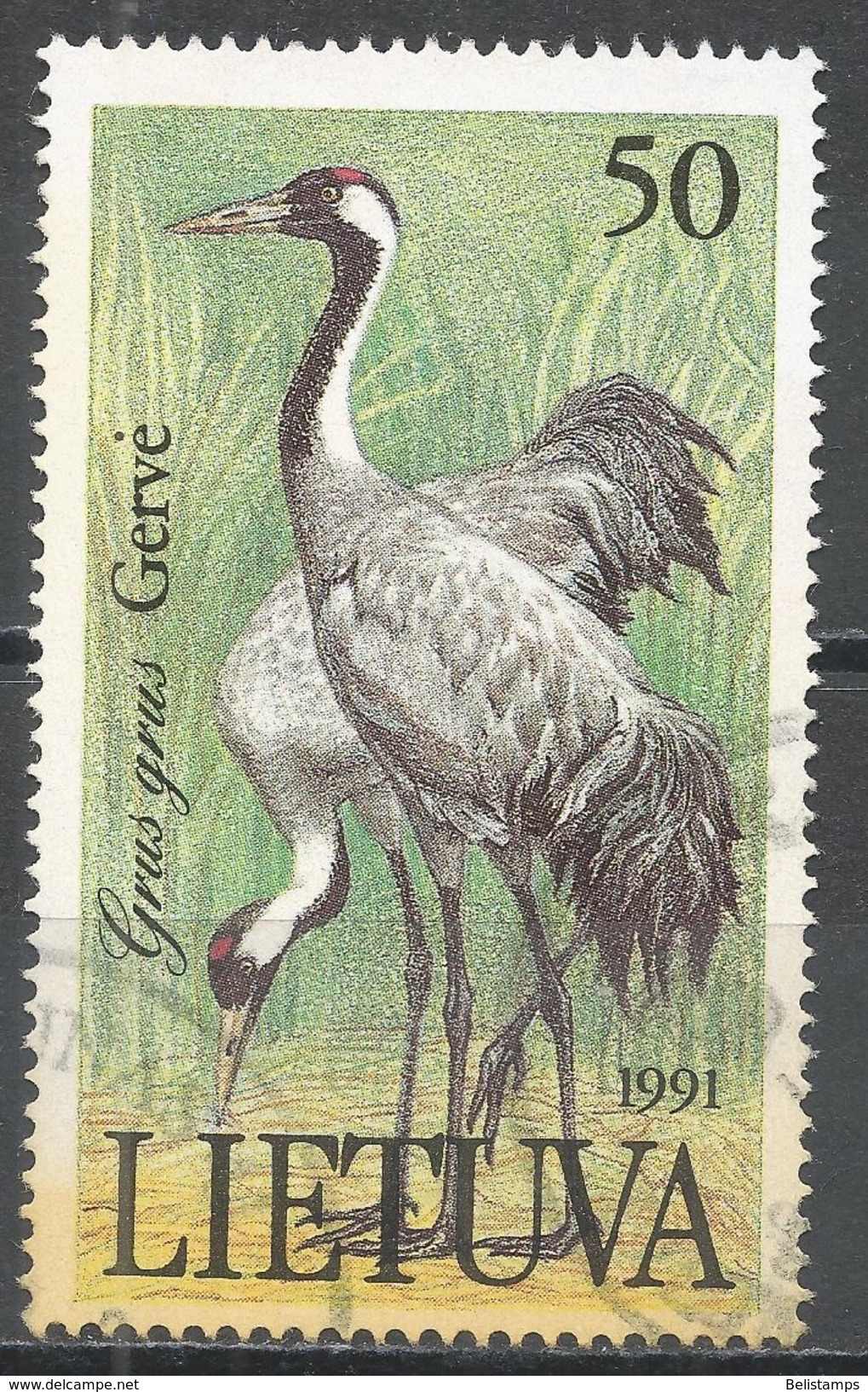 Lithuania 1991. Scott #404 (U) Birds, Grus Grus - Lituanie