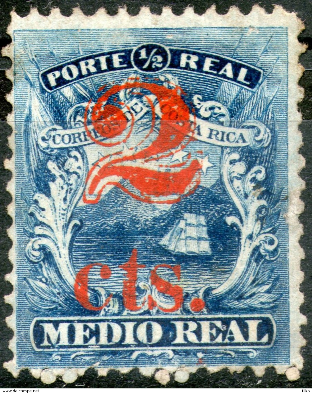 Costa Rica,1881,2c/1/2c,Scott#9,MLH,see Scan - Costa Rica