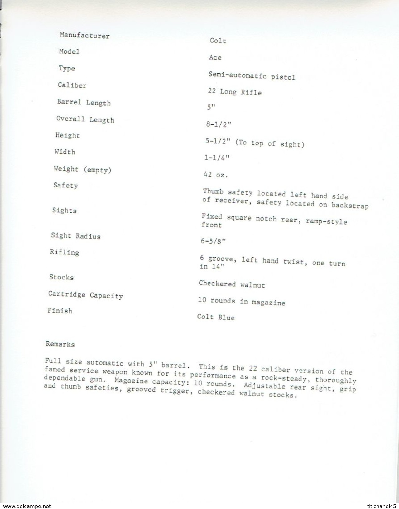 PRESS KIT 1978  COLT FIREARMS contenant 23 photos : Detective Special, Cobra, Agent, Diamondback, Viper,  Python, Police