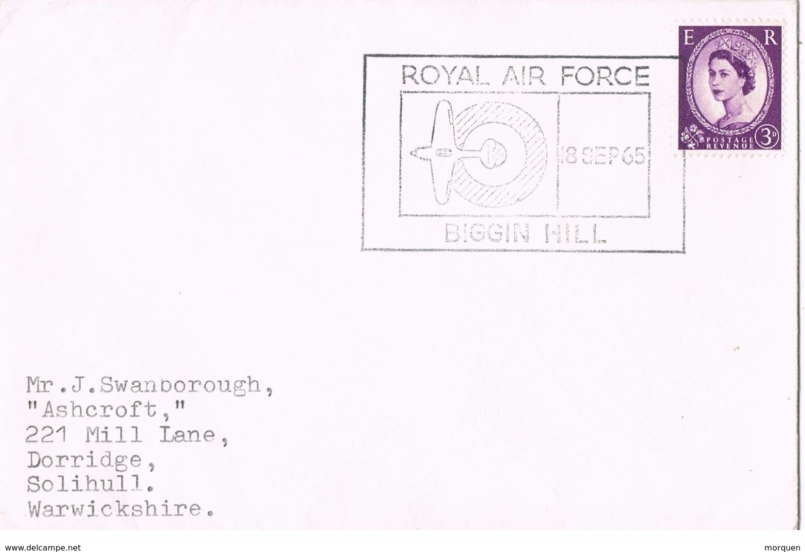 25690. Carta BEGGIN HILL (England) 1965. ROYAL AIR FORCE - Cartas & Documentos