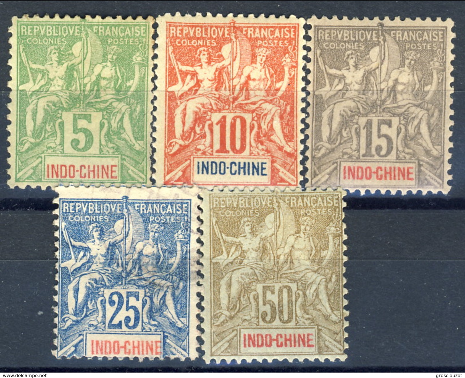 Indocina 1900 Serie N. 17-21 MLH Cat. &euro; 75 - Nuovi