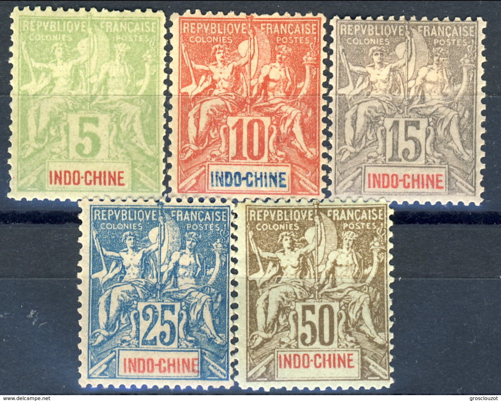 Indocina 1900 Serie N. 17-21 MLH Cat. &euro; 75 - Nuovi