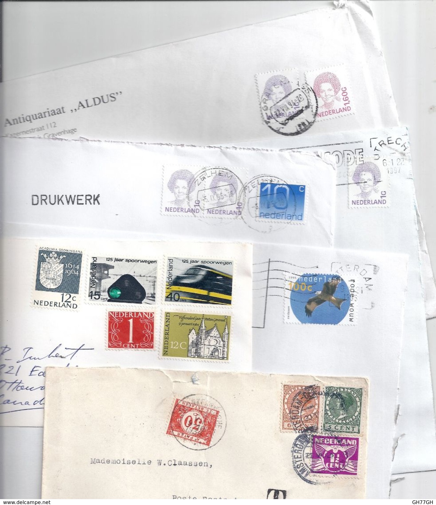 LOT 120 timbres Pays-Bas/Hollande/Nederland sur enveloppes