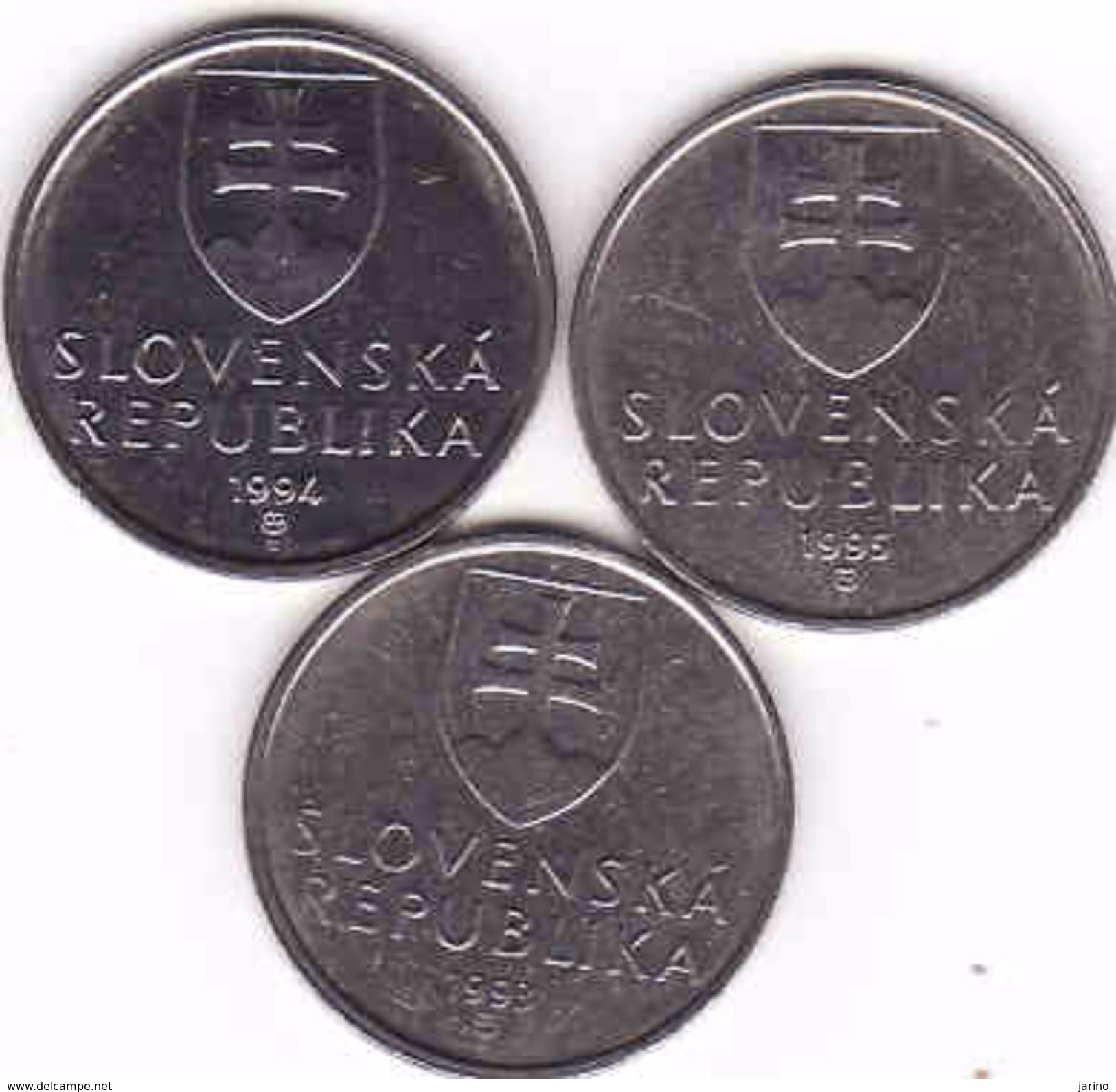 Slovakia 3 X 5 Koruna - Krone - Crown - Couronne 1993, 1994, 1995 - Slovakia