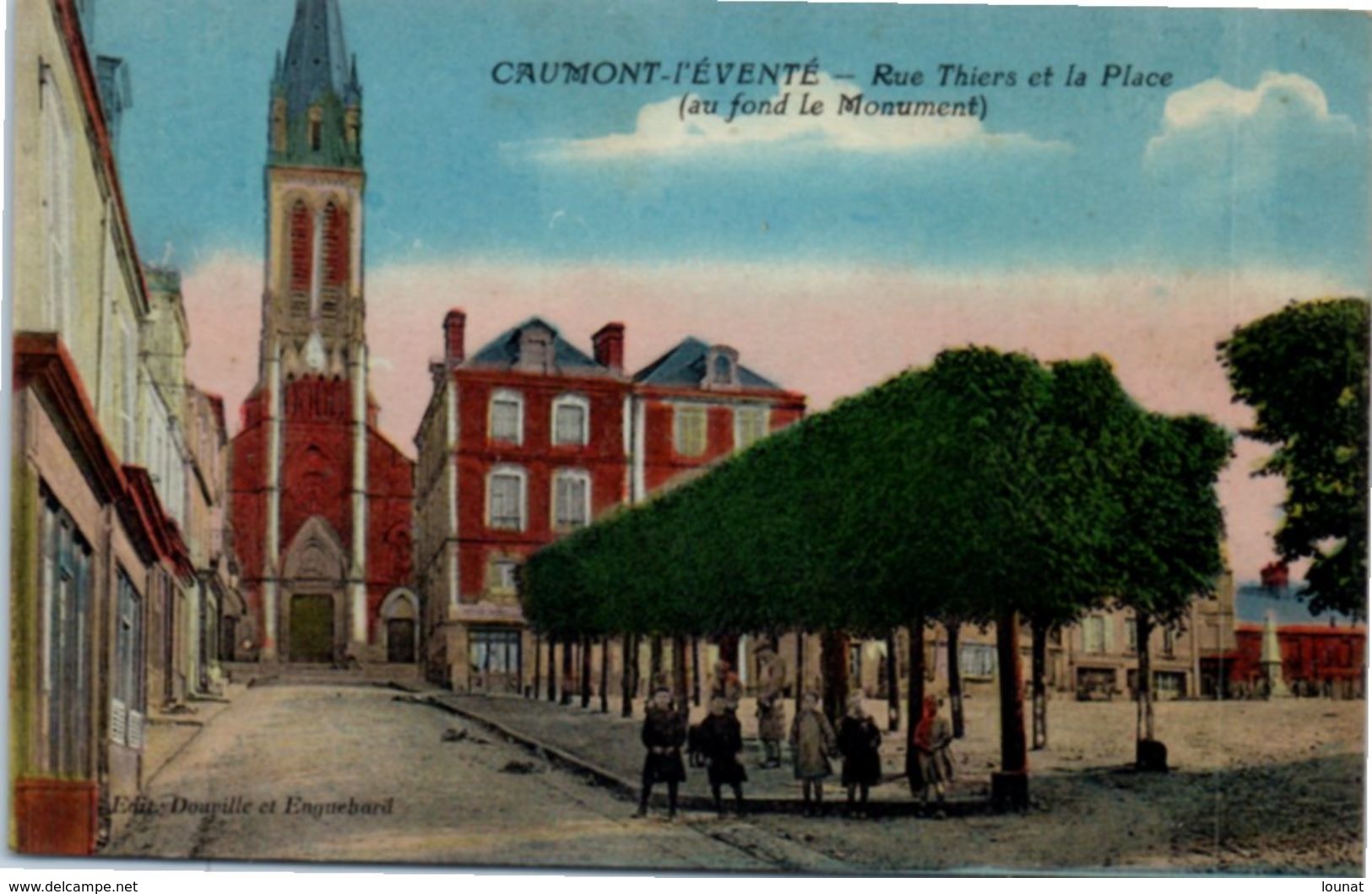 14 CAUMONT L'Eventé - Rue Thiers Et La Place (couleur) - Autres & Non Classés