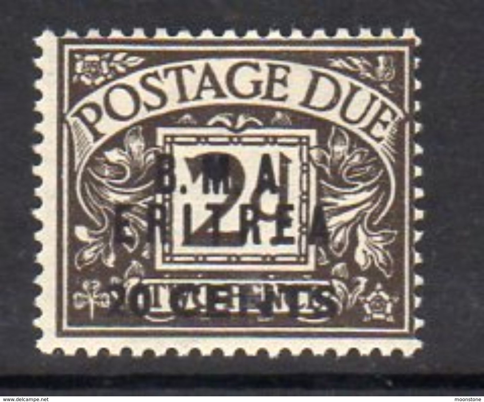 BOIC, BMA Eritrea 1948 20c. On 2d Postage Due Overprint On GB, No Dot After A, Hinged Mint, SG ED3a (A) - Eritrea