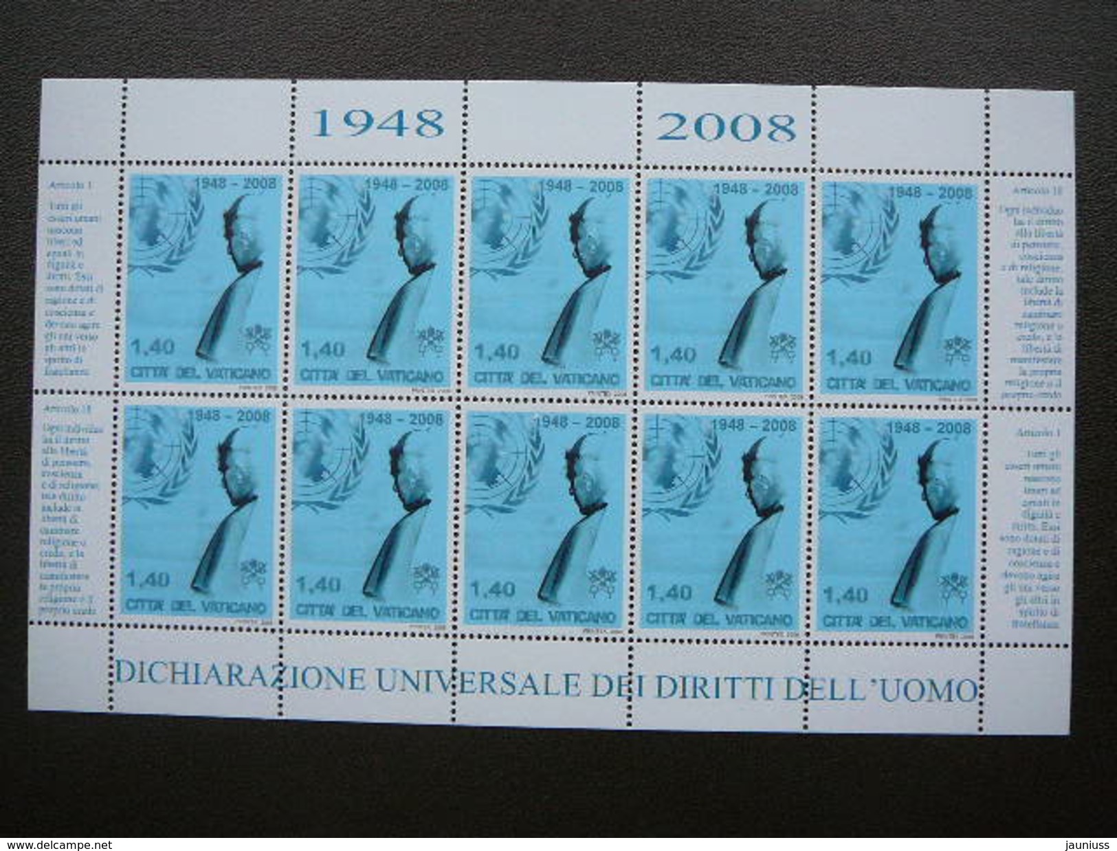 Pope Benedict XVI, UNO # Vatican Vatikan Vaticano  MNH 2008 # Mi. 1613 Klb - Unused Stamps