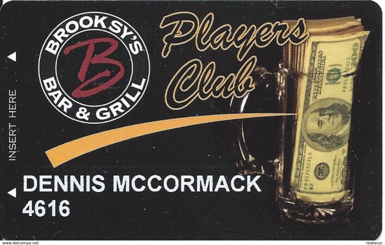 Brooksy's Bar & Grill - Las Vegas, NV - Casino Player Reward / Slot Card - Casino Cards