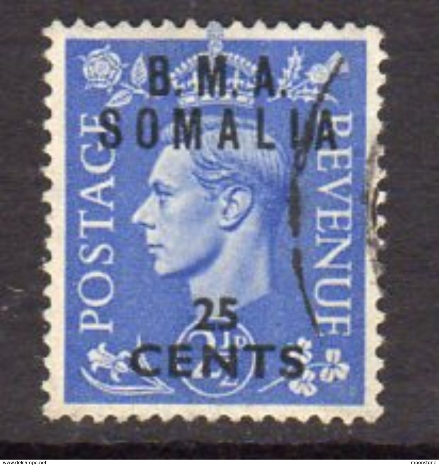 BOIC, BMA Somalia 1948 25c. On 2½d Overprint On GB, Used, SG S13 (A) - Somalie