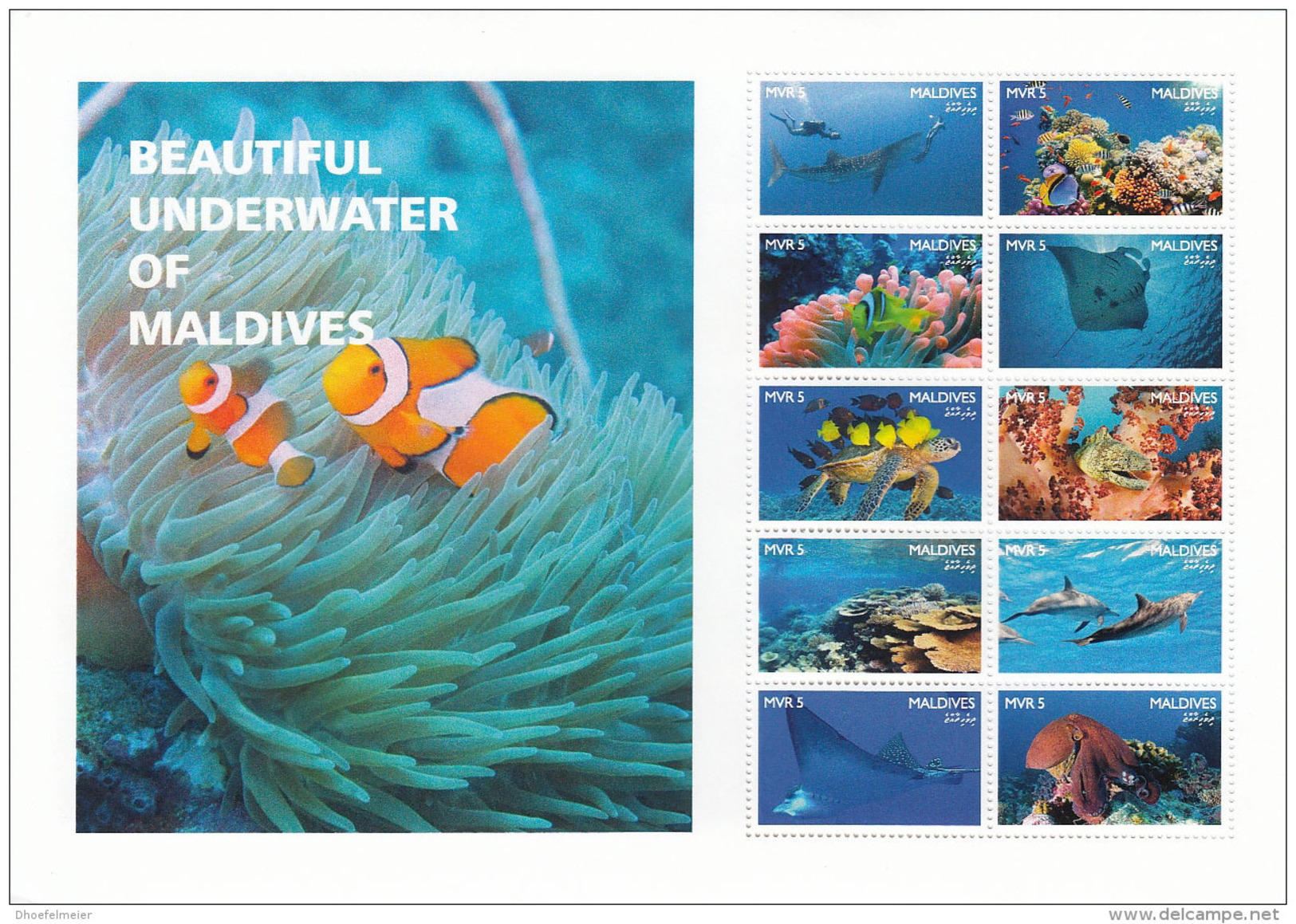MALDIVES 2016 ** Underwater Diving Tauchen Plongee M/S - OFFICIAL ISSUE - A1708 - Plongée