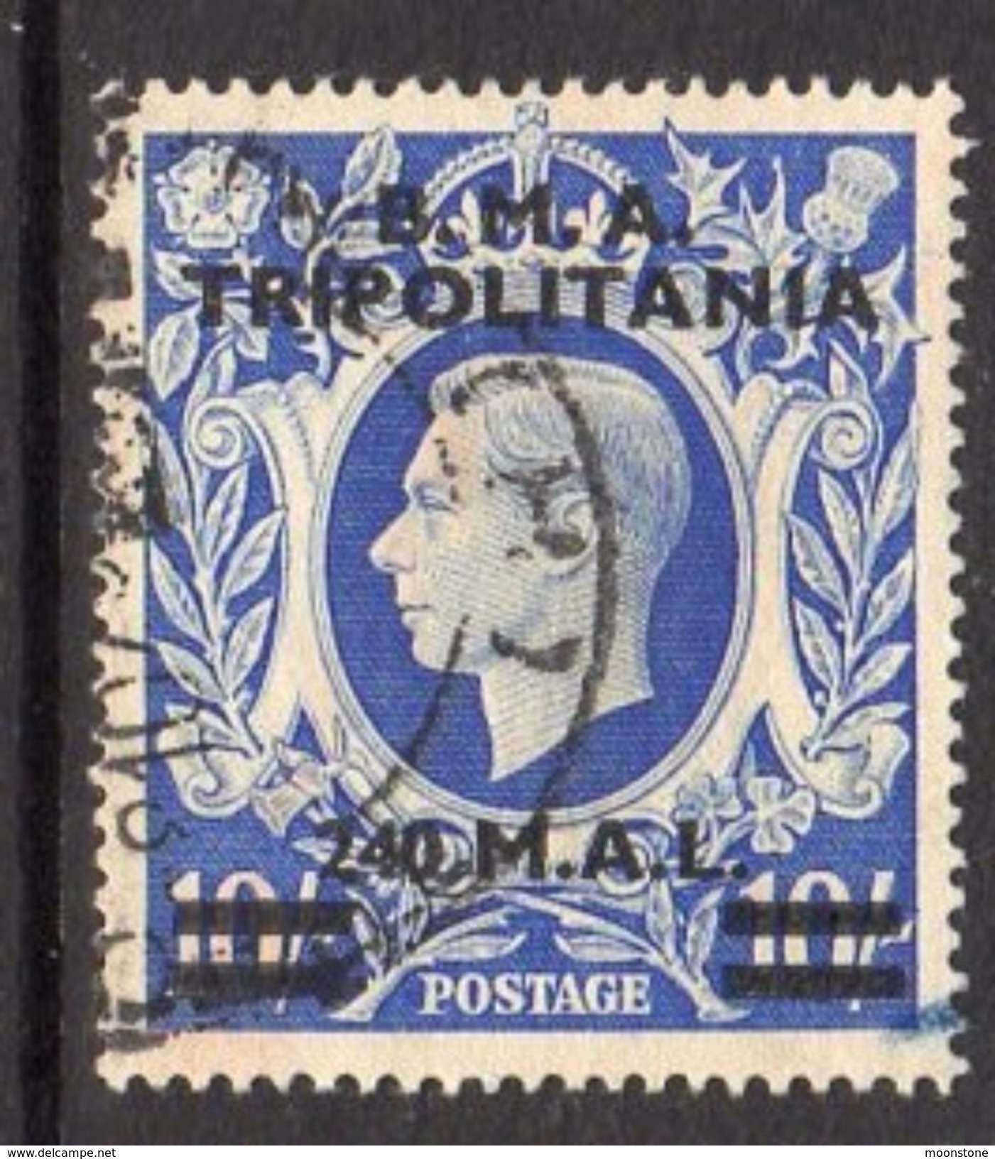 BOIC, BMA Tripolitania 1948 240l. On 10/- Overprint On GB, Used, SG T13 (A) - Tripolitaine