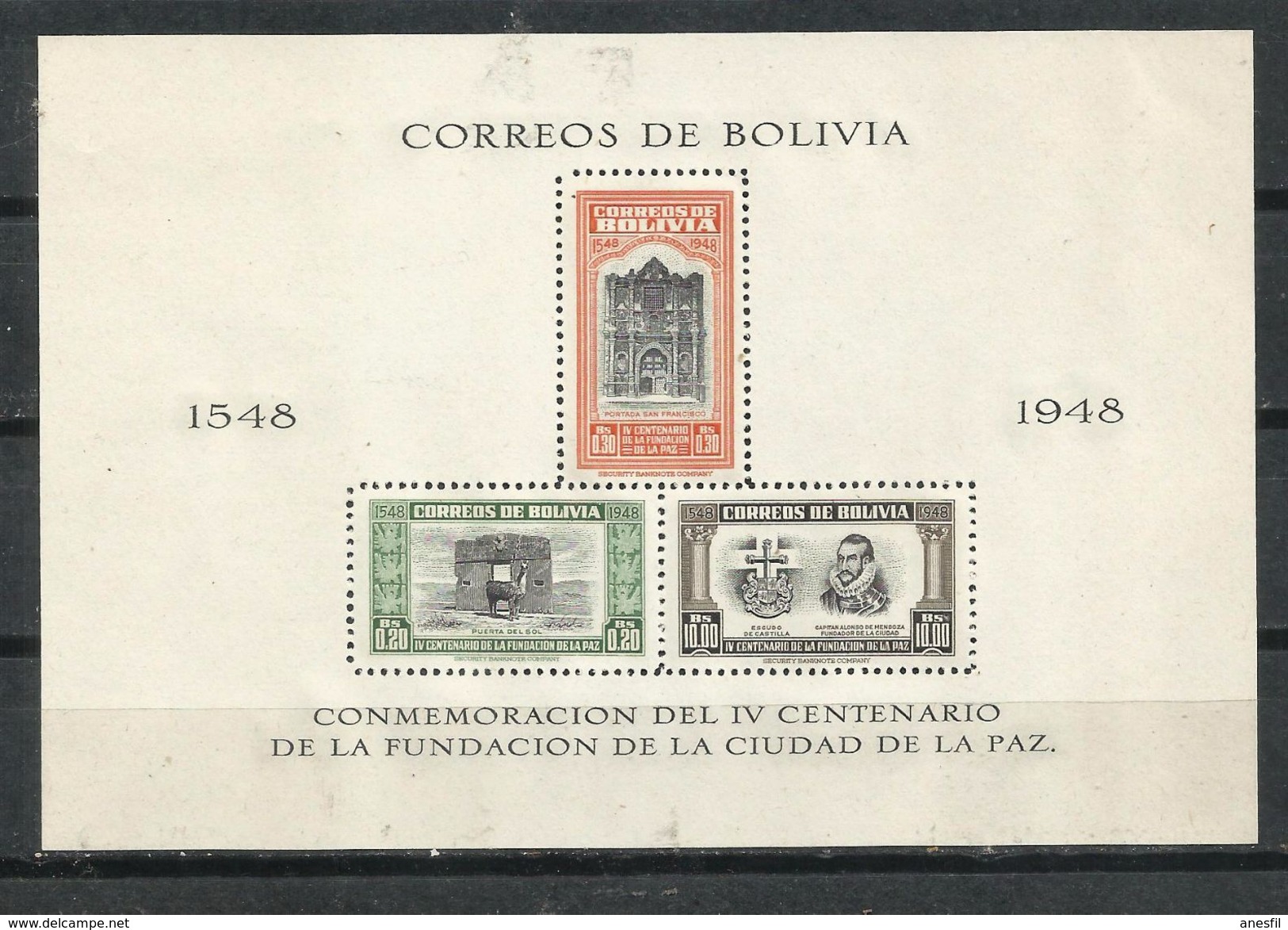 Bolivia_1948_Conmemoracion Del IV Centenario De La Fundacion De La Ciudad De La Paz. - Bolivia