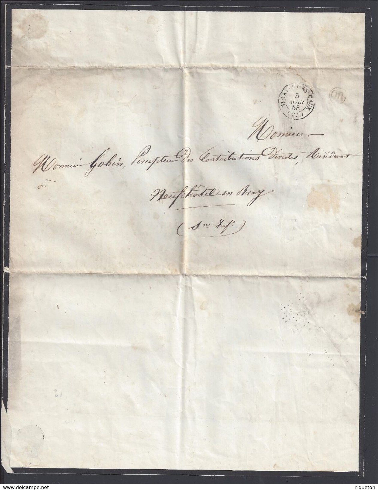 FR - Document Du 5 Avril 1858 - Avis De Décés De Saint Valéry En Caux Pour Neufchâtel En Bray - Cachet OR - B/TB - - 1849-1876: Période Classique