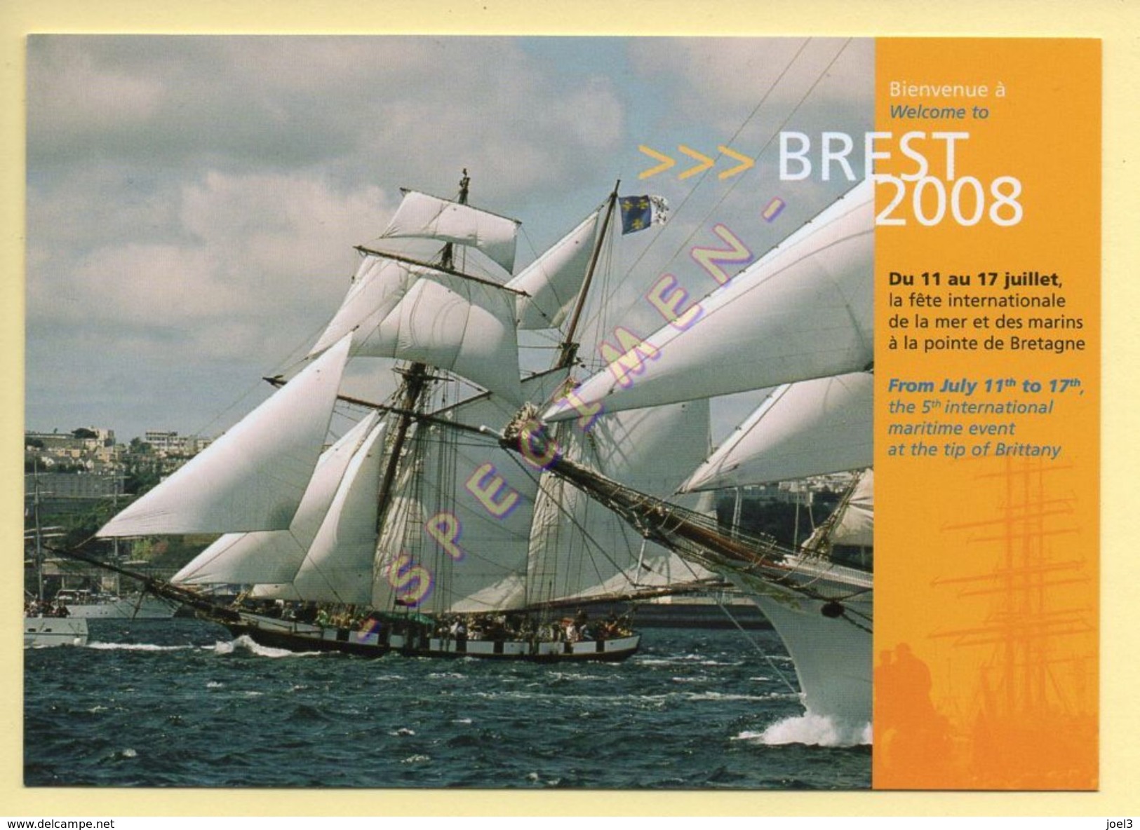 BREST 2008 - La Fête Internationale De La Mer Et Des Marins (10000 Marins, 2000 Voiliers) (voir Scan Recto/verso) - Voile