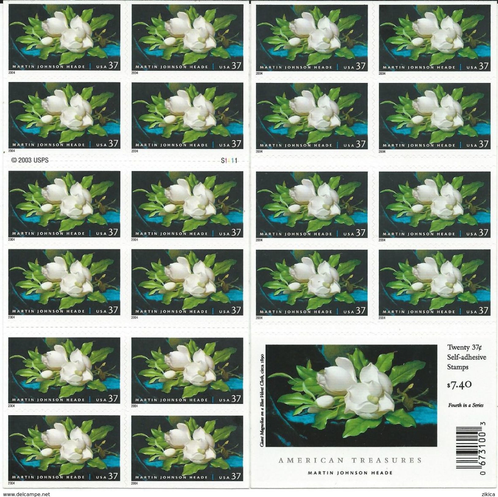 United States 2004 Martin Johnson Heade - Self-Adhesive.booklet Of 20 Stamps. MNH - Ungebraucht