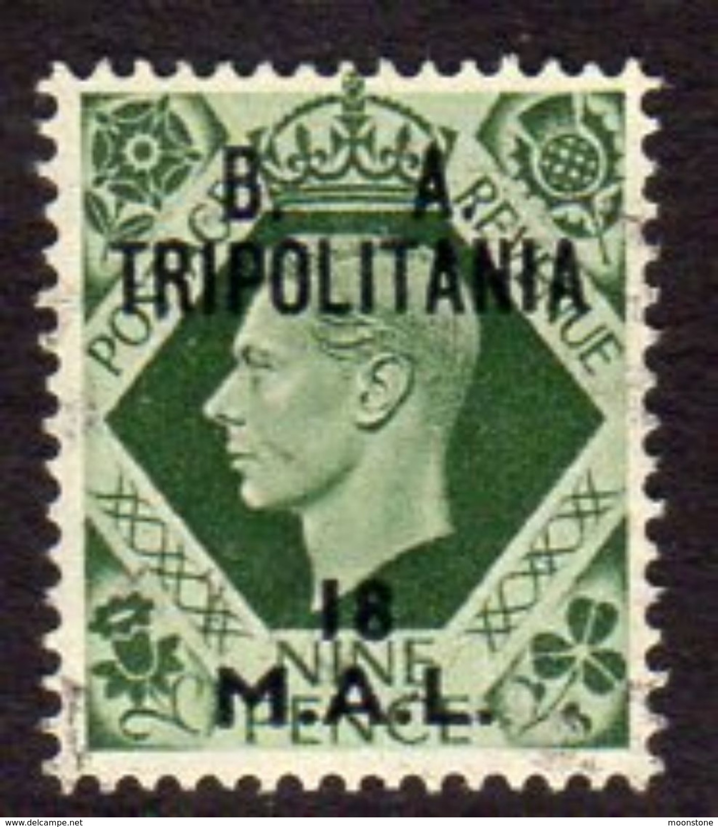 BOIC, BA Tripolitania 1950 18l. On 9d Overprint On GB, Used, SG T22 (A) - Tripolitania