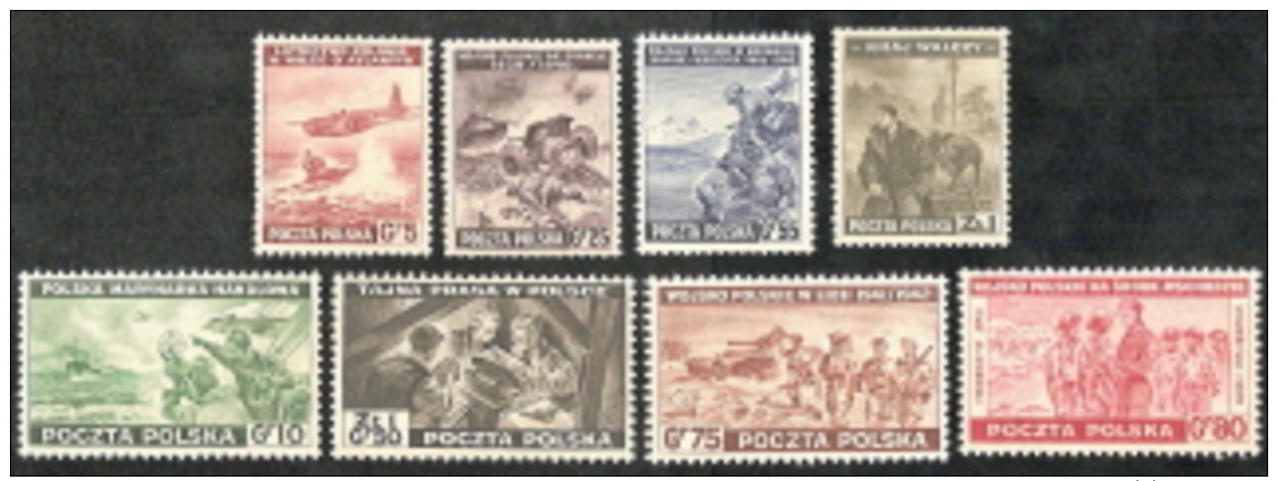 Poland,  Scott 2017 # 3K9-3K16,  Issued 1943,  Set Of 8,  MNH,  Cat $ 22.50,  WW II - Government In Exile In London